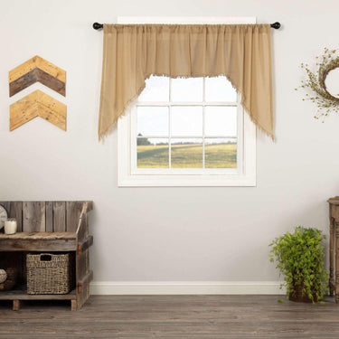 Tobacco Cloth Khaki Swag Fringed Set of 2 36x36x16 - The Fox Decor